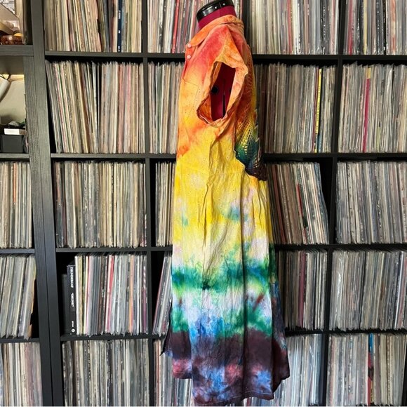 Multicolor Tie-Dye Crochet Dress, Grateful Dead, Phish, Handmade, XL Size 16-18 - Picture 6 of 10